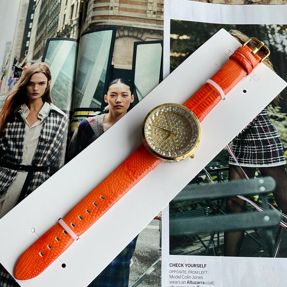 Traci Lynn Orange and Gold Women's Watch